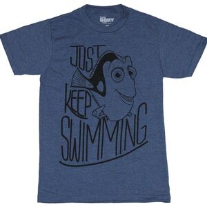 Disney Pixar Finding Dory Nemo Adult Tee Just Keep Swimming Line Drawing Size XS